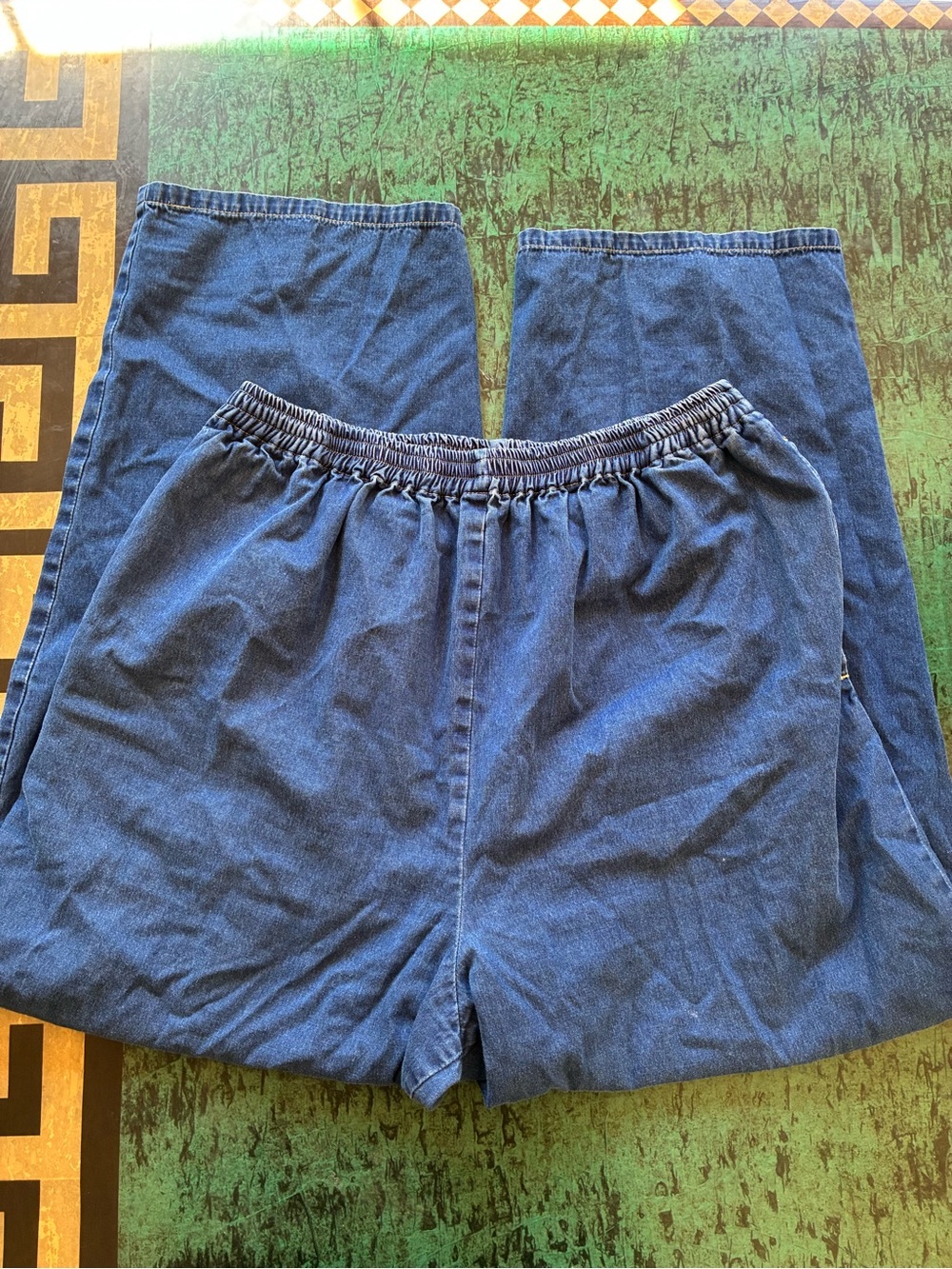 Eskandar Relaxed Elastic-Waist Denim Chinos - Blue - Picture 2 of 6